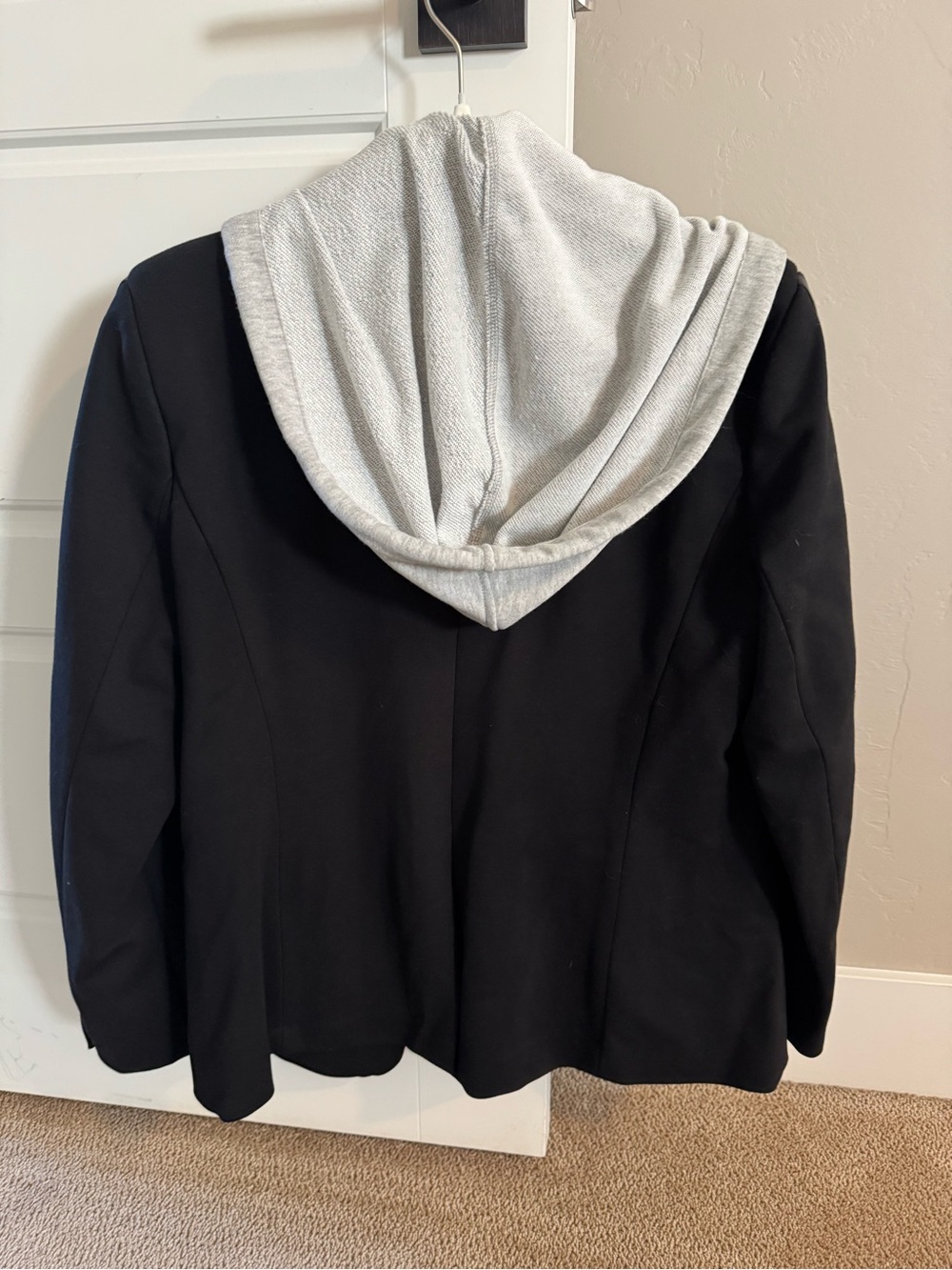Women’s Black Blazer with Grey Hooded Insert - Picture 2 of 4